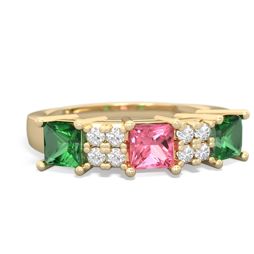 pink sapphire-lab emerald timeless ring