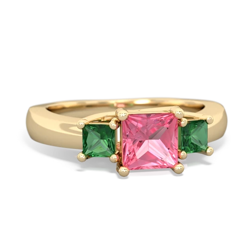 pink sapphire-lab emerald timeless ring