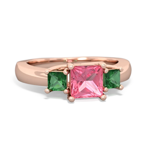 pink sapphire-lab emerald timeless ring