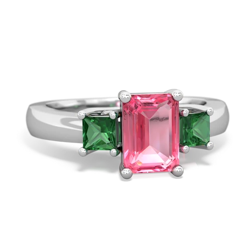 pink sapphire-lab emerald timeless ring