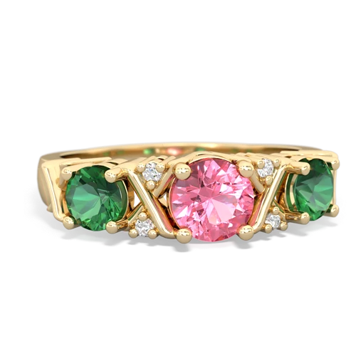 Lab Pink Sapphire Lab Created Pink Sapphire with Lab Created Emerald and Genuine Tanzanite Hugs and Kisses ring Ring