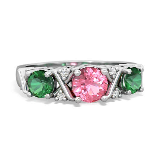 pink sapphire-lab emerald timeless ring