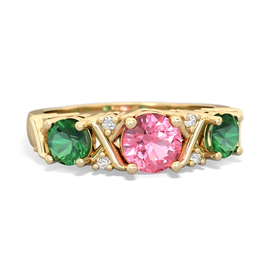 pink sapphire-lab emerald timeless ring