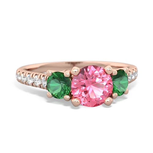 Lab Pink Sapphire Lab Created Pink Sapphire with Lab Created Emerald and  Pave Trellis ring Ring