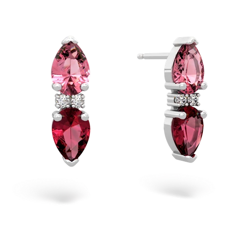 pink sapphire-lab ruby bowtie earrings