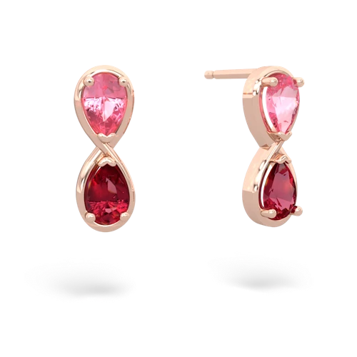 pink sapphire-lab ruby infinity earrings
