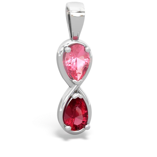 pink sapphire-lab ruby infinity pendant