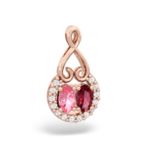 pink sapphire-lab ruby love nest pendant