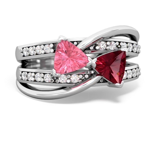 pink sapphire-lab ruby couture ring