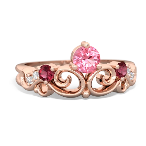Lab Pink Sapphire Lab Created Pink Sapphire with Lab Created Ruby and Lab Created Sapphire Crown Keepsake ring Ring