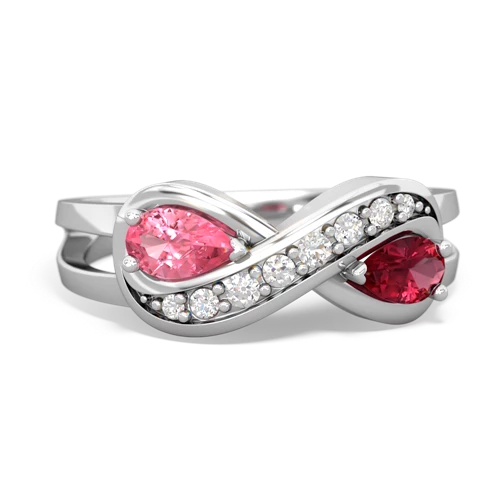 pink sapphire-lab ruby diamond infinity ring