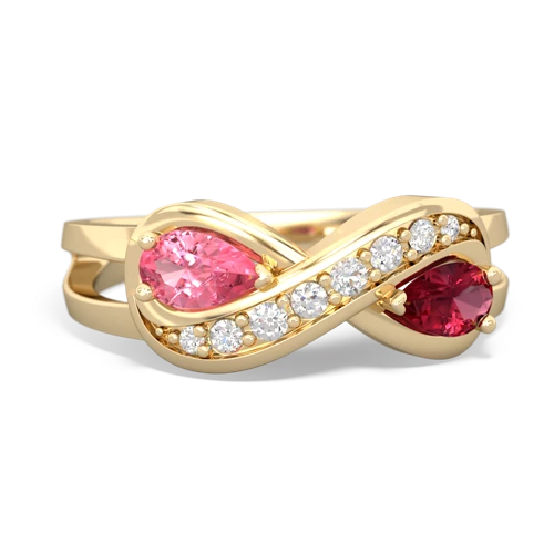 pink sapphire-lab ruby diamond infinity ring