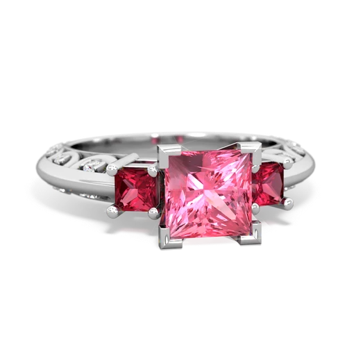 pink sapphire-lab ruby engagement ring