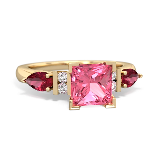 Lab Pink Sapphire Lab Created Pink Sapphire with Lab Created Ruby and Genuine Smoky Quartz Engagement ring Ring