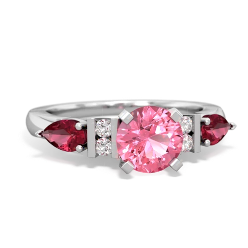 pink sapphire-lab ruby engagement ring