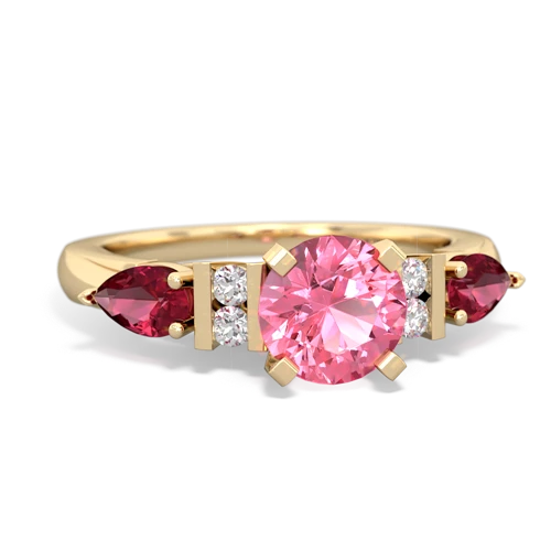 pink sapphire-lab ruby engagement ring