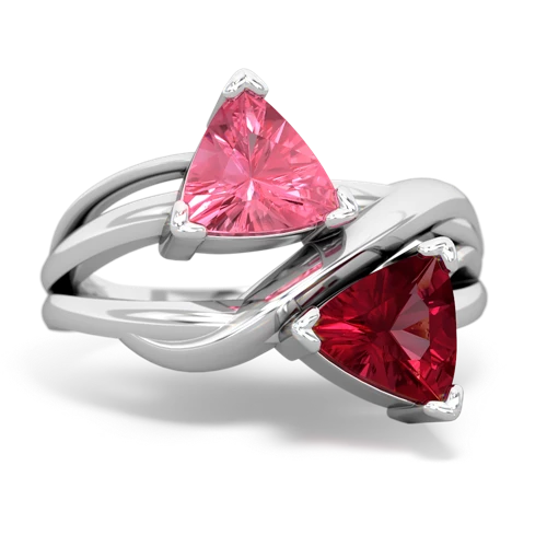 pink sapphire-lab ruby filligree ring