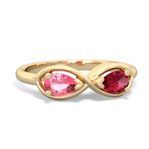 pink sapphire-lab ruby infinity ring