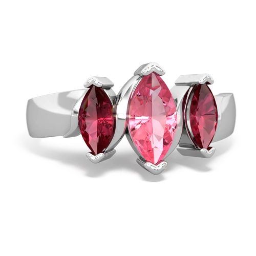 Lab Pink Sapphire Lab Created Pink Sapphire with Lab Created Ruby and Genuine Smoky Quartz Three Peeks ring Ring