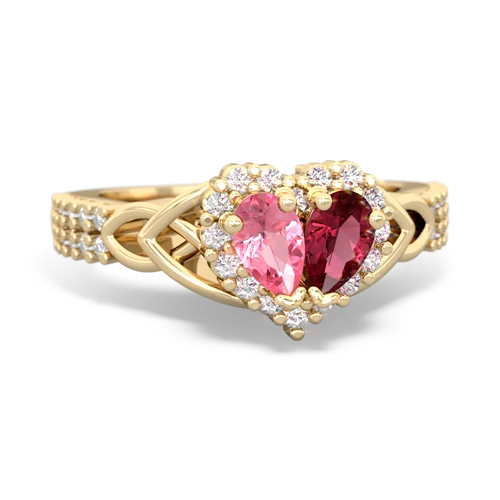 pink sapphire-lab ruby keepsake engagement ring