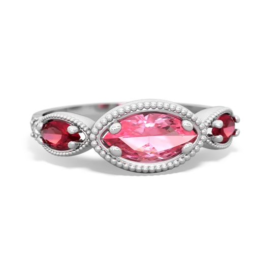 pink sapphire-lab ruby milgrain marquise ring