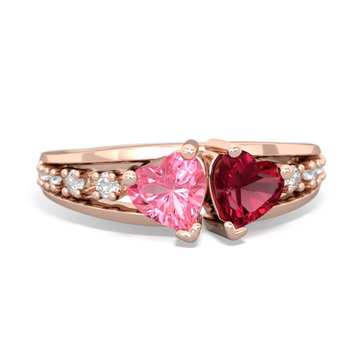 pink sapphire-lab ruby modern ring