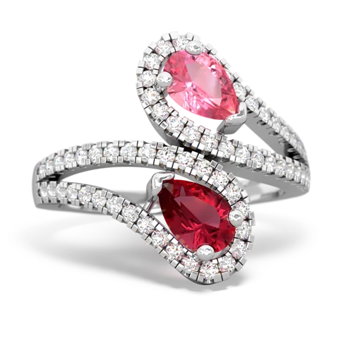 pink sapphire-lab ruby pave swirls ring