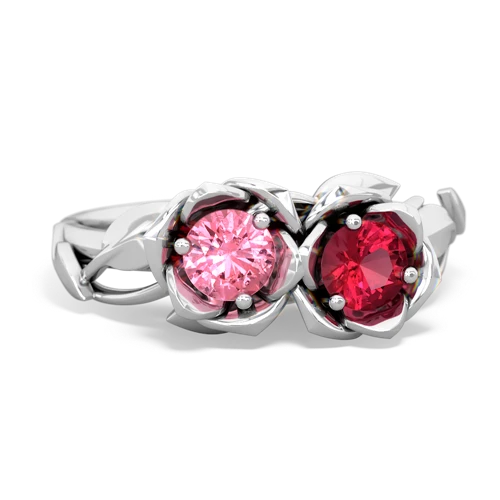 pink sapphire-lab ruby roses ring