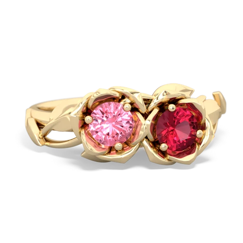 pink sapphire-lab ruby roses ring
