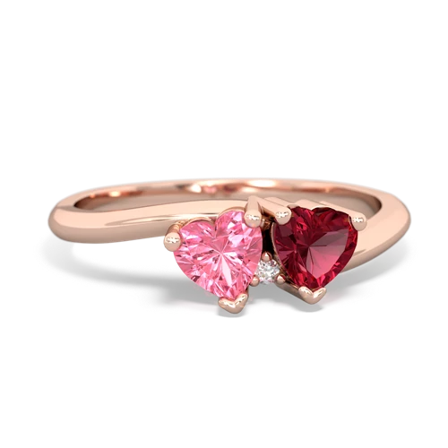pink sapphire-lab ruby sweethearts promise ring