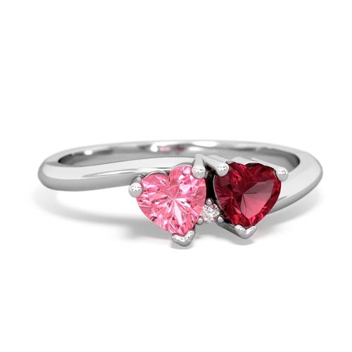 pink sapphire-lab ruby sweethearts promise ring