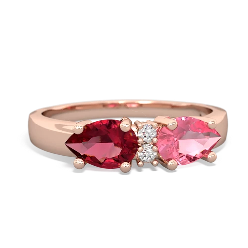 pink sapphire-lab ruby timeless ring
