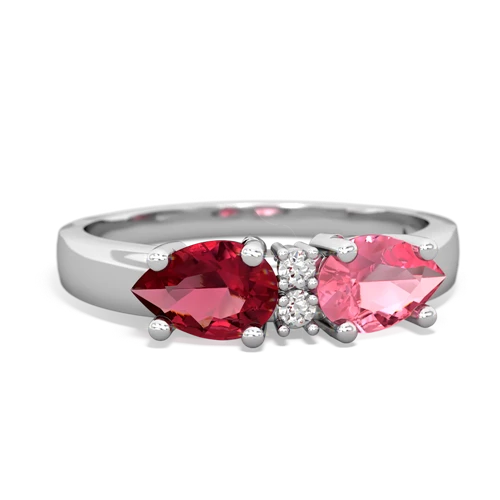 pink sapphire-lab ruby timeless ring