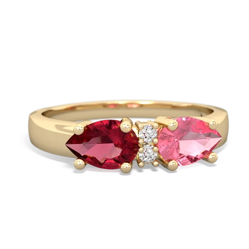 pink sapphire-lab ruby timeless ring