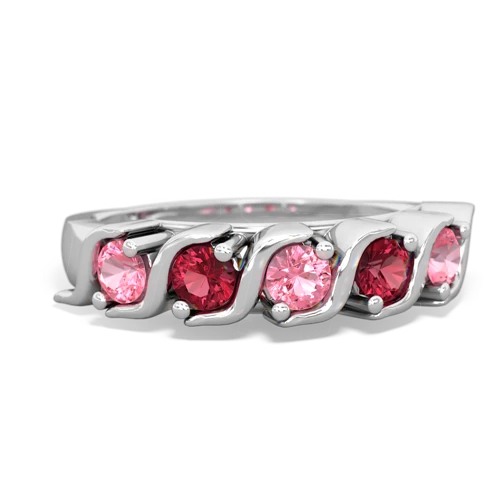 pink sapphire-lab ruby timeless ring