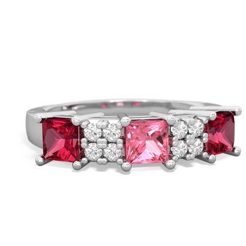 pink sapphire-lab ruby timeless ring