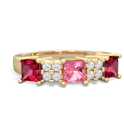 pink sapphire-lab ruby timeless ring