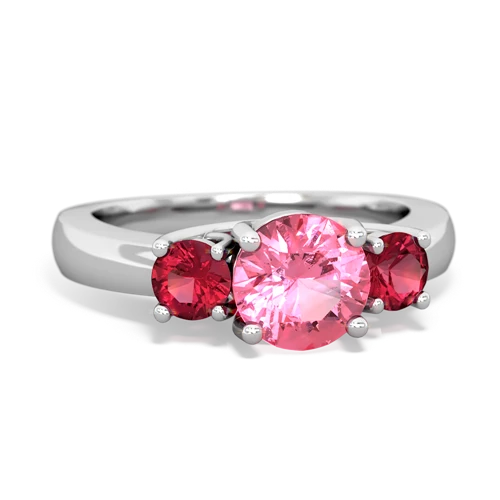 pink sapphire-lab ruby timeless ring