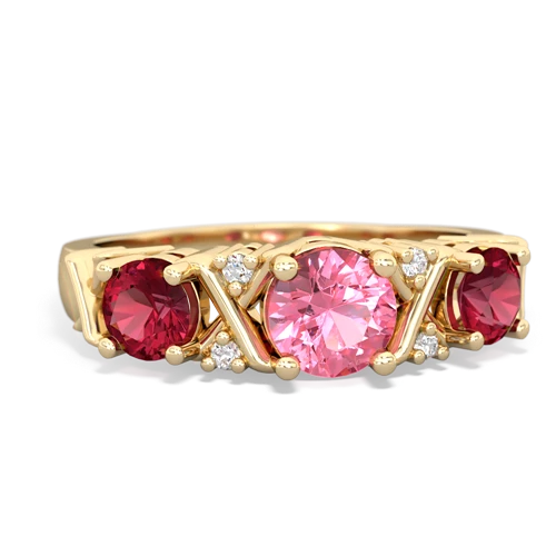 Lab Pink Sapphire Lab Created Pink Sapphire with Lab Created Ruby and Lab Created Sapphire Hugs and Kisses ring Ring