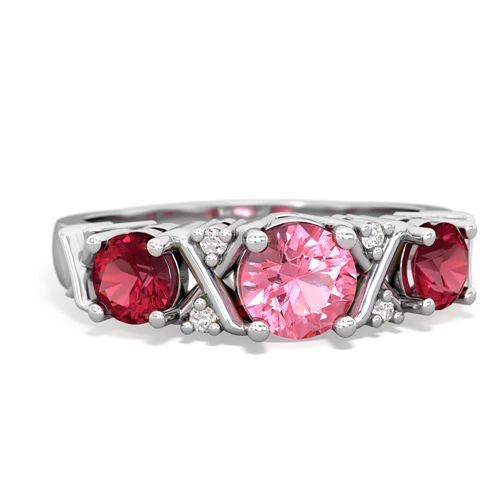 pink sapphire-lab ruby timeless ring