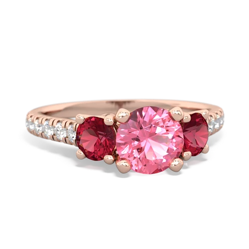 pink sapphire-lab ruby trellis pave ring