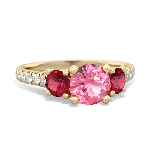 pink sapphire-lab ruby trellis pave ring