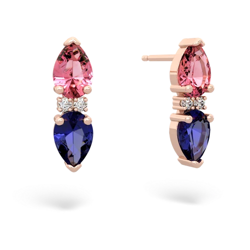 pink sapphire-lab sapphire bowtie earrings