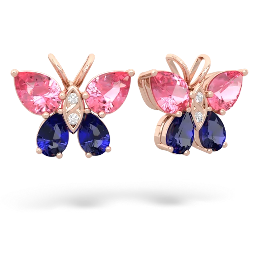 pink sapphire-lab sapphire butterfly earrings