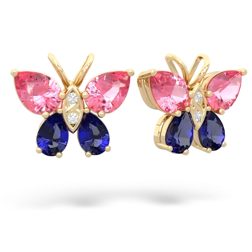 pink sapphire-lab sapphire butterfly earrings