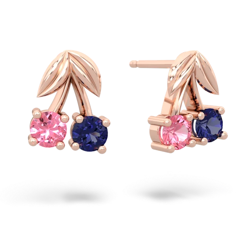 pink sapphire-lab sapphire cherries earrings