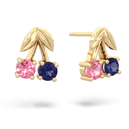 pink sapphire-lab sapphire cherries earrings