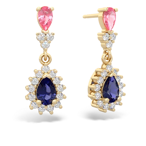 Lab Pink Sapphire Lab Created Pink Sapphire with Lab Created Sapphire Halo Pear Dangle earrings Earrings
