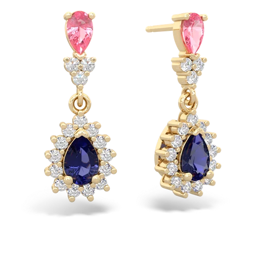 pink sapphire-lab sapphire dangle earrings