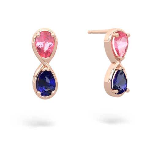 pink sapphire-lab sapphire infinity earrings